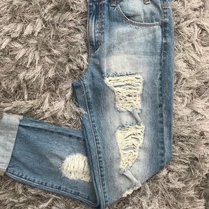 Forever 21 distresses boyfriend jeans